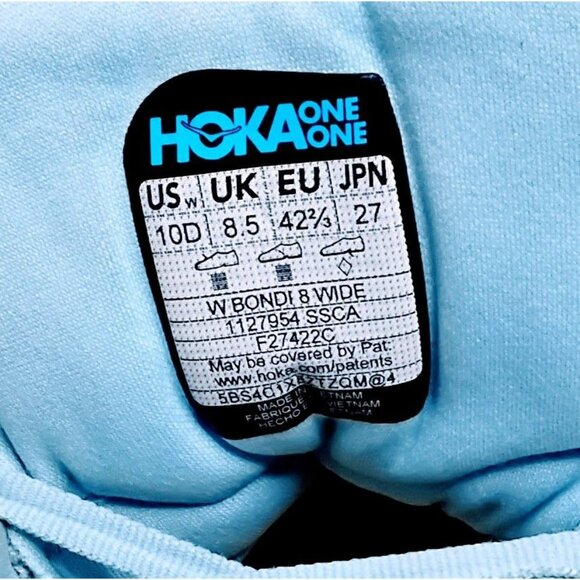 Hoka One One Bondi 8 Running Shoes Size 10D Wide Blue & Orange Lightweight - Picture 5 of 7